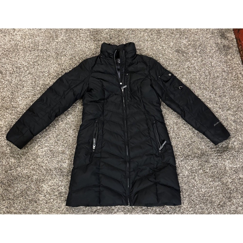 Eddie Bauer Black Sun Valley Parka Goose Down Coat Full Zip Woman’s Small